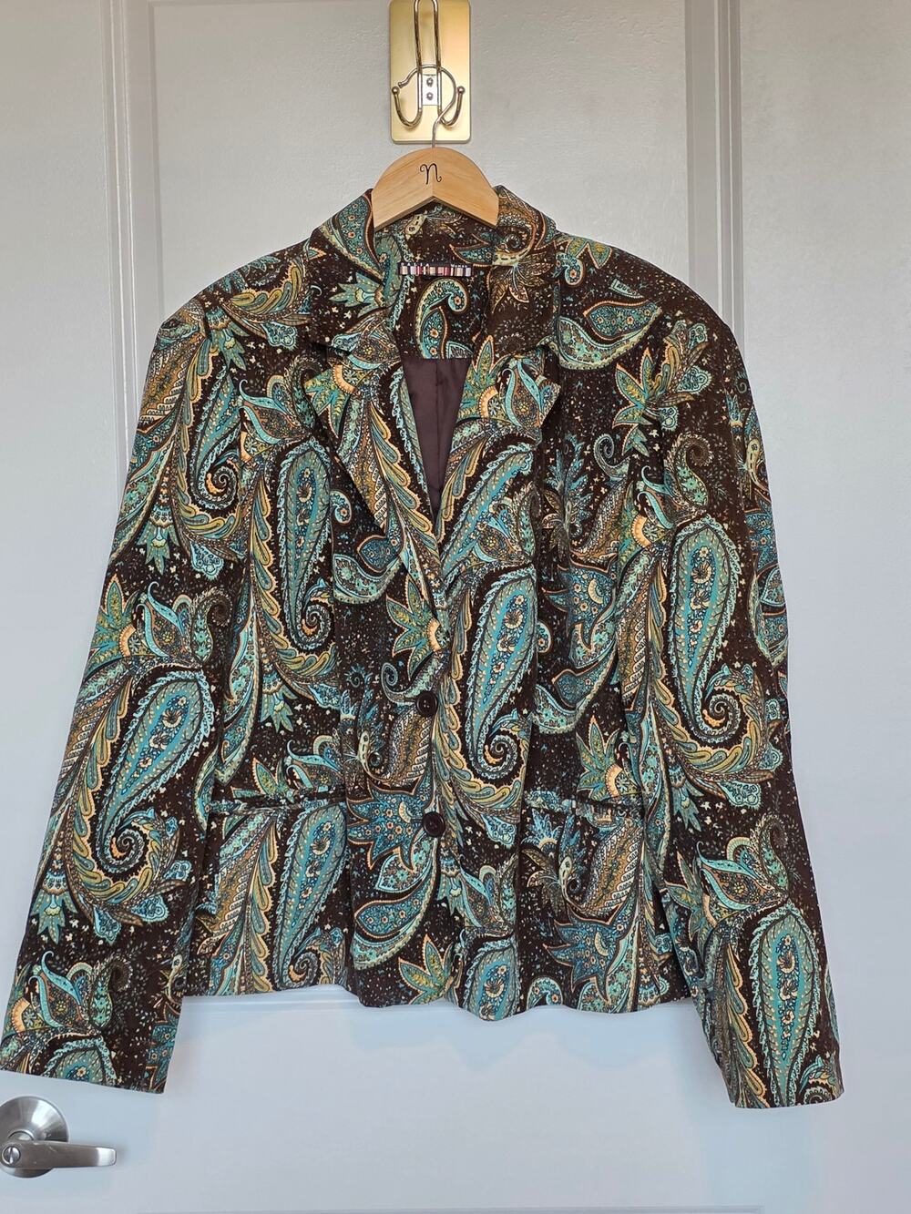 Dalia Brown Paisley Corduroy Blazer